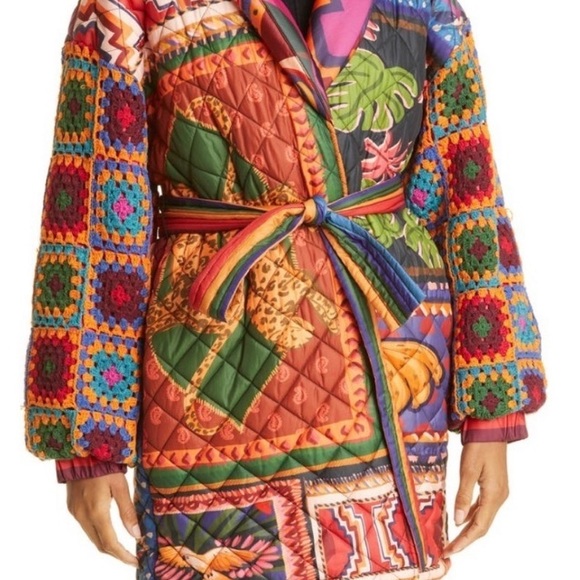 Patchwork tapestry crochet puffer jacket - Picture 4 of 7